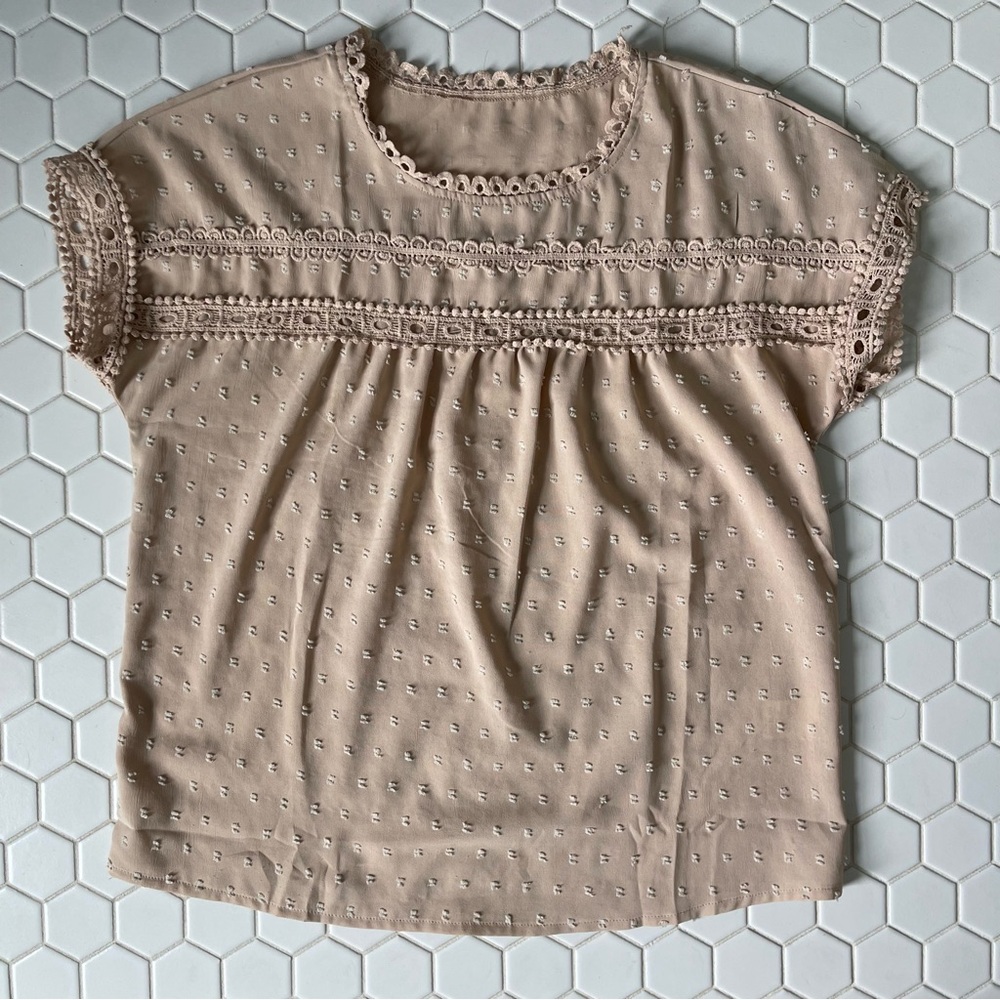 Beige boho blouse